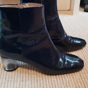 Zara patent navy booties size 39